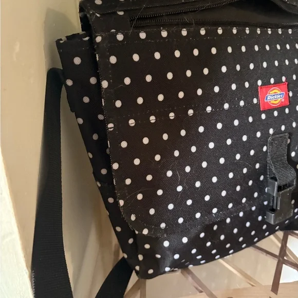 Dickies Black White Polka Dot Messenger Bag - Picture 2 of 3